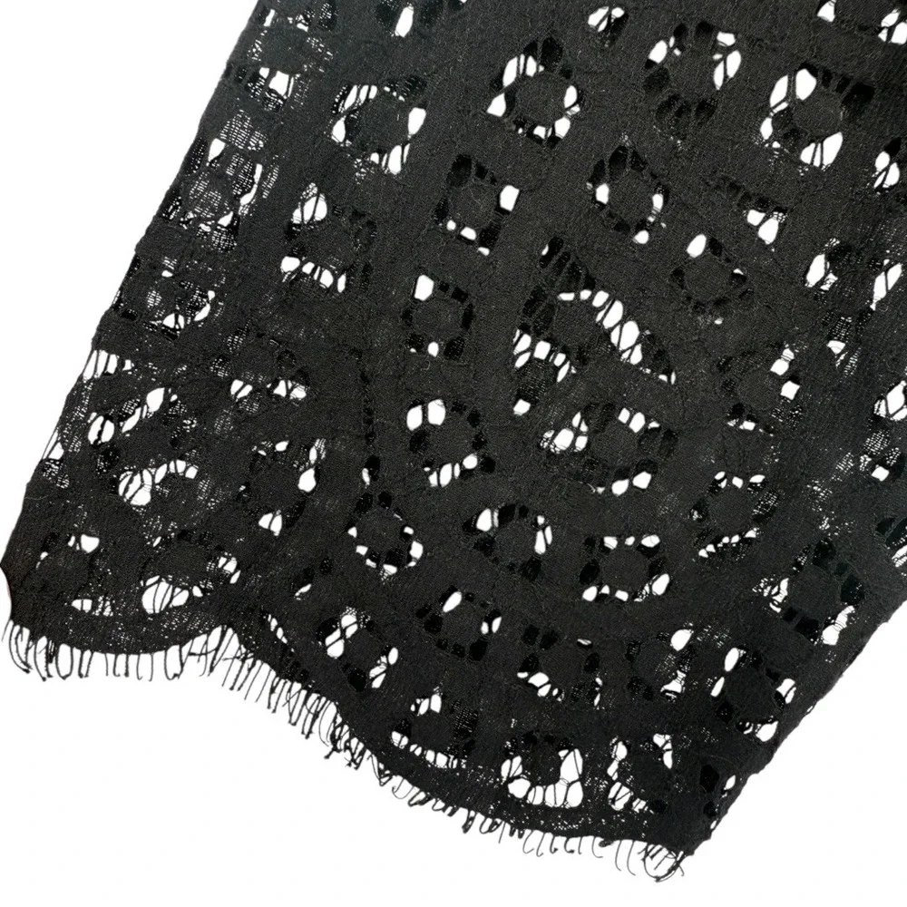 J. Crew Women's Black Eyelet Lace 3/4 Sleeve Blouse‎ Top Size 8 Preppy Feminine